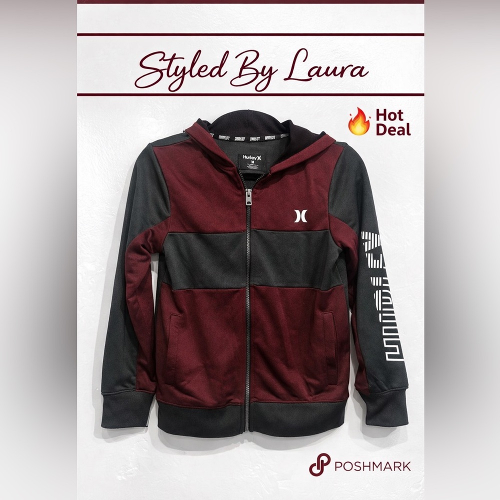 BNWT Hurley Zip-Up Hoodie | Medium | 20-DRI | Beetroot Heather